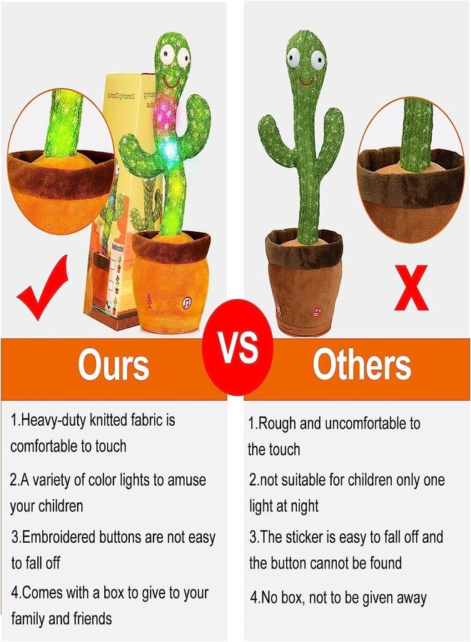 REZNOR ألعاب ريزنور تويز على شكل صبار ناطق للأطفال، صبار راقص مع صوت متكرر، يغني ويتحرك ويسجل أغاني للأطفال - Image 2